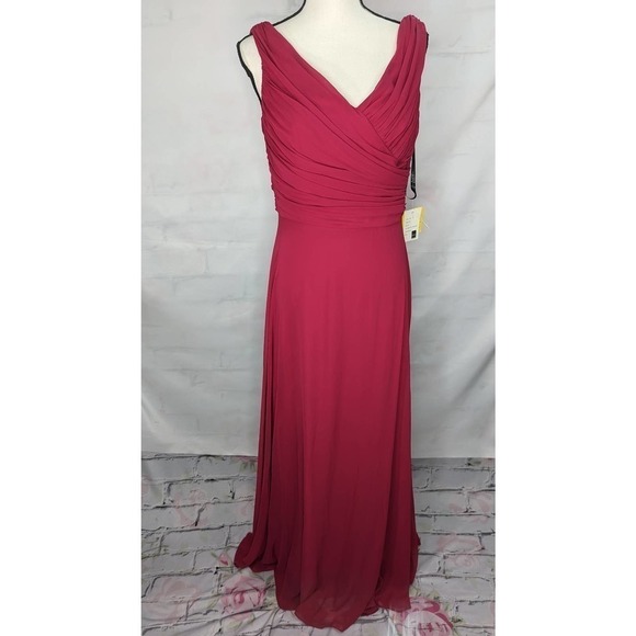 NWT |‎ After Six Draped Midriff Style Chiffon Red Sleeveless Dress - Picture 1 of 11